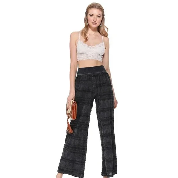 T Party Fashion, Pants & Jumpsuits, Tparty Fray Accented Black Fold Over  Waistband Boho Pant